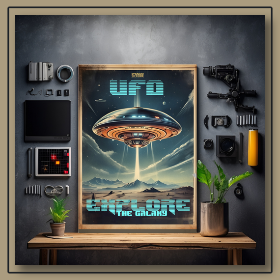 Fedezd fel a galaxist - UFO' - retro sci-fi vászonkép